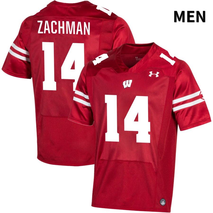 Wisconsin Badgers Men's #14 Preston Zachman NCAA Under Armour Authentic Red NIL 2022 College Stitched Football Jersey AC40R22MK